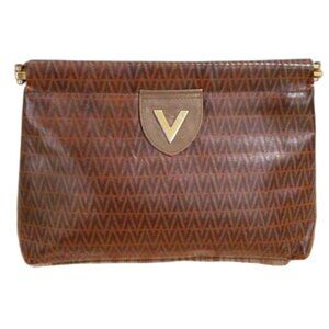 ✨ MARIO VALENTINO Vintage Brown Monogram Clutch Iconic & Elegant Women's Handbag